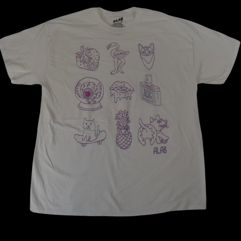 A-Lab Mens Keep Away Flamingo, Dog, Cat Funny White T-Shirt New